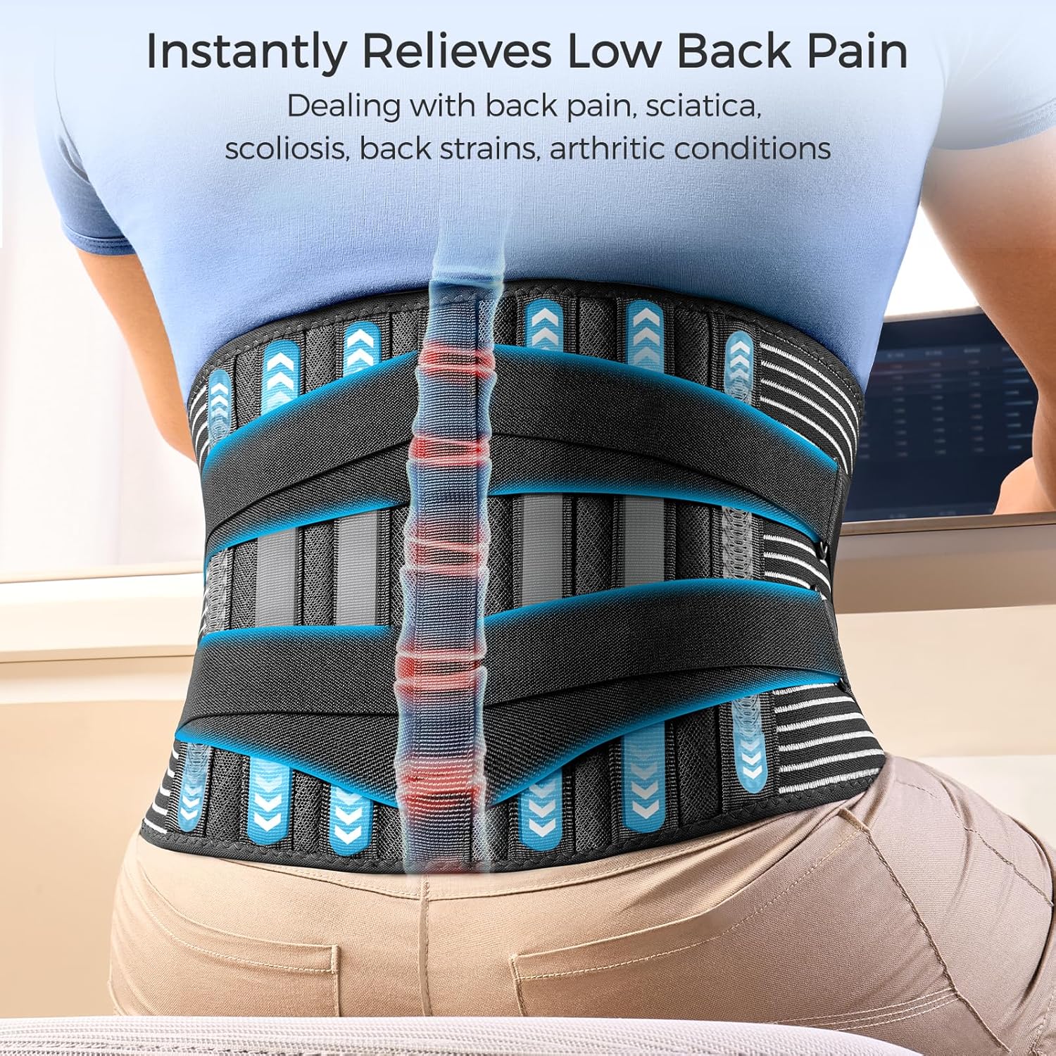 Rapid Relief Back Support Belt: Breathable Lumbar Brace for Sciatica & Lower Back Pain – Orthopedic Design for All-Day Comfort WhoKnows