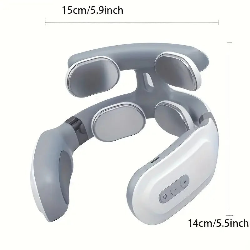 Portable 4D Electric Neck & Shoulder Massager USB Rechargeable Heating Hot Pressing Magnetic Pulse Neck Massage Instrument WhoKnows